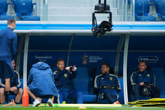 Pontus Jansson of the Swedish national football team fools