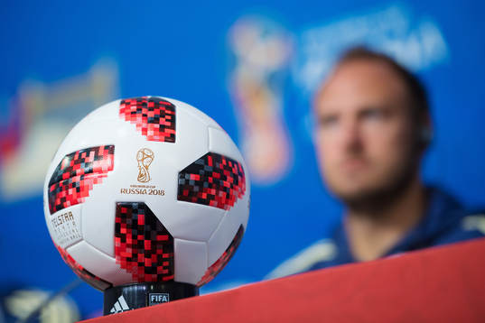 An Adidas football in front of Andreas Granqvist of the