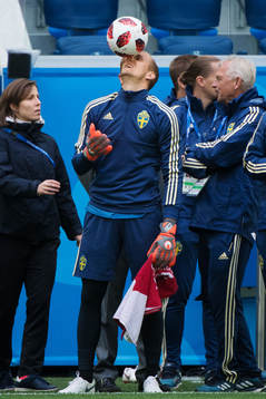 Goalkeeper Karl-Johan Johnsson of the Swedish national