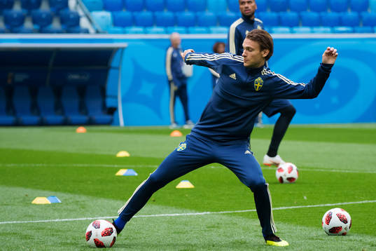 Albin Ekdal of the Swedish national football team at a