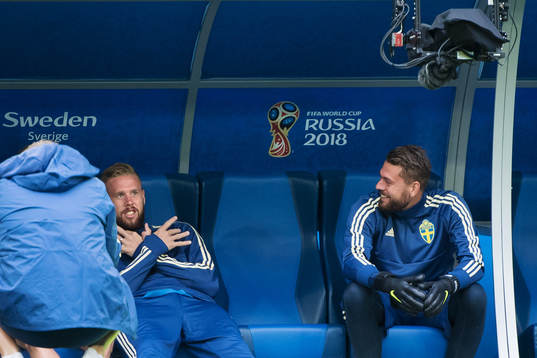 Pontus Jansson of the Swedish national football team fools