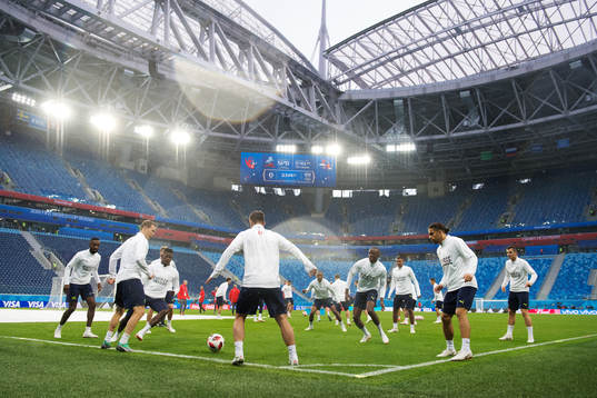 General view of the Swiss national football team's practice