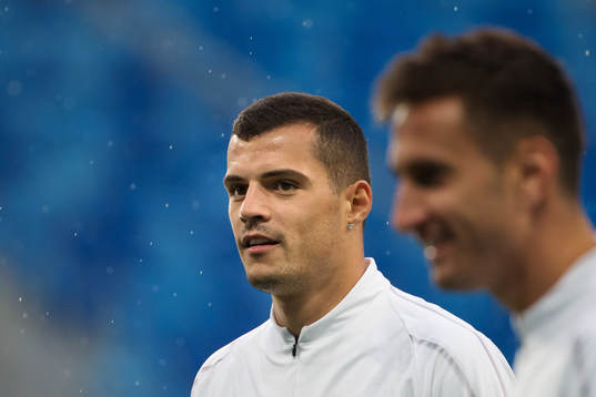 Granit Xhaka of the Swiss national football team at a