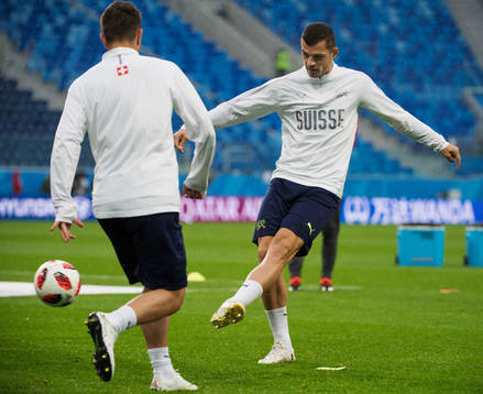 Granit Xhaka of the Swiss national football team at a