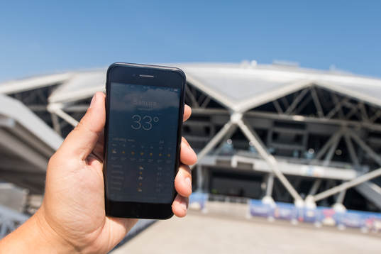 33 degrees celsius outside Samara Arena prior the FIFA