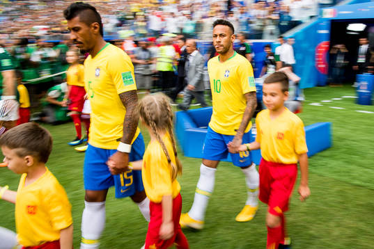 Neymar of Brazil enters the pitch