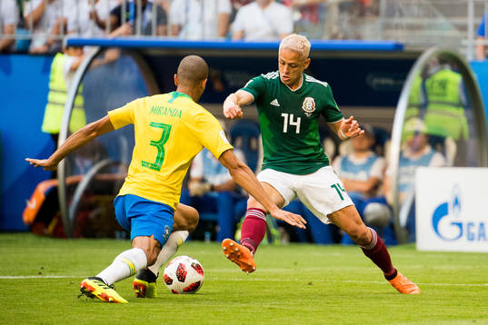 Miranda of Brazil and Javier Hernandez of Mexico
