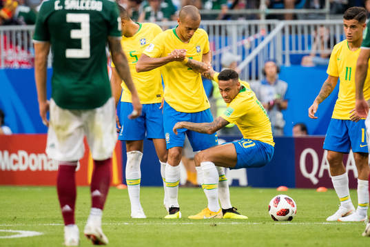 Miranda and Neymar of Brazil