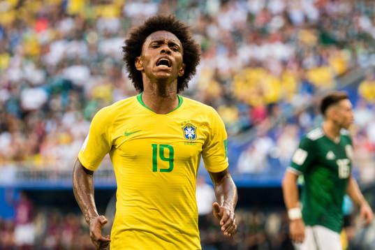 Willian of Brazil reacts
