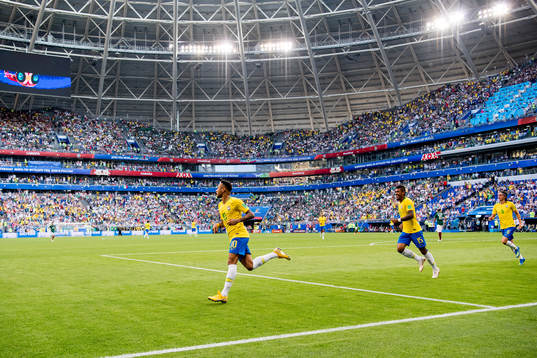 Neymar of Brazil celebrates