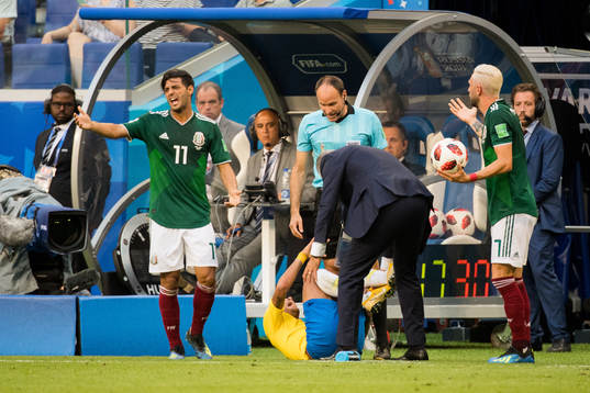 Neymar of Brazil with an injury