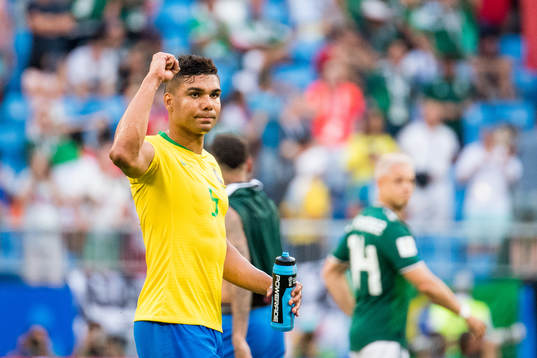 Casemiro of Brazil celebrates
