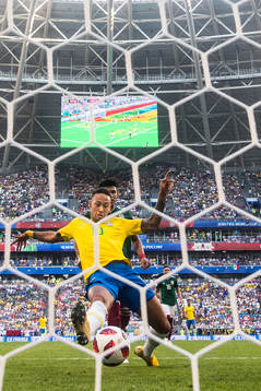 Neymar of Brazil scores 1-0