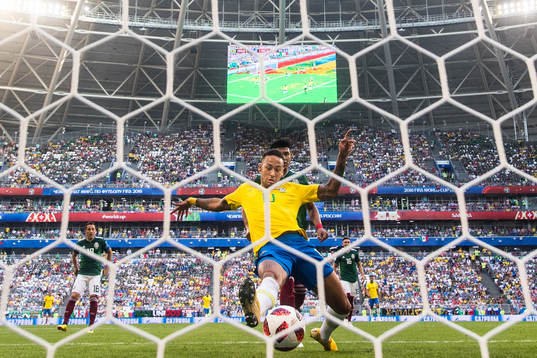 Neymar of Brazil scores 1-0