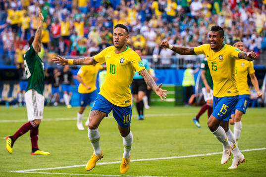 Neymar of Brazil celebrates