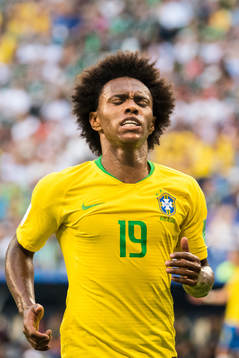 Willian of Brazil looks dejected
