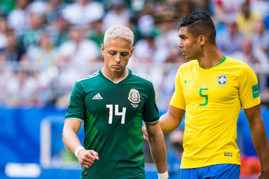 Javier Hernandez of Mexico looks dejected