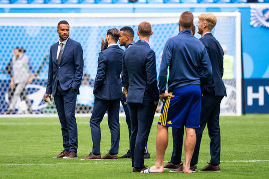 Isaac Kiese Thelin inspects the pitch prior to the FIFA