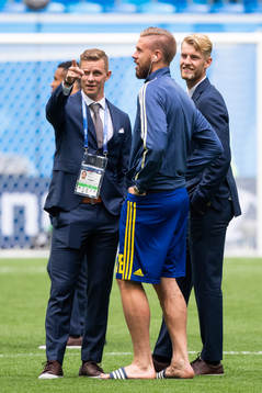 Emil Krafth, Pontus Jansson and Filip Helander of Sweden