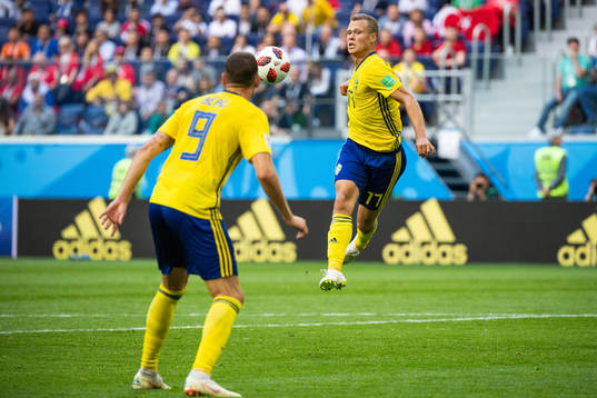 Viktor Claesson and Marcus Berg of Sweden