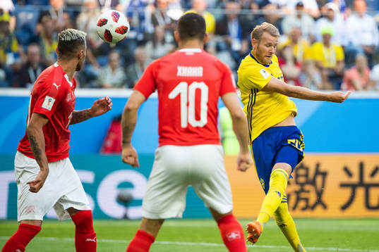 Ola Toivonen of Sweden with a chance to score
