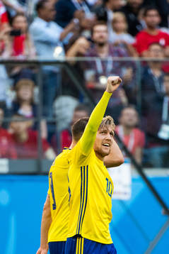 Emil Forsberg of Sweden celebrates