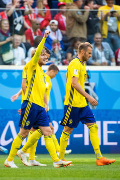 Emil Forsberg of Sweden celebrates