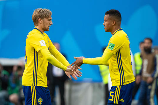 Emil Forsberg is substituted for Martin Olsson of Sweden