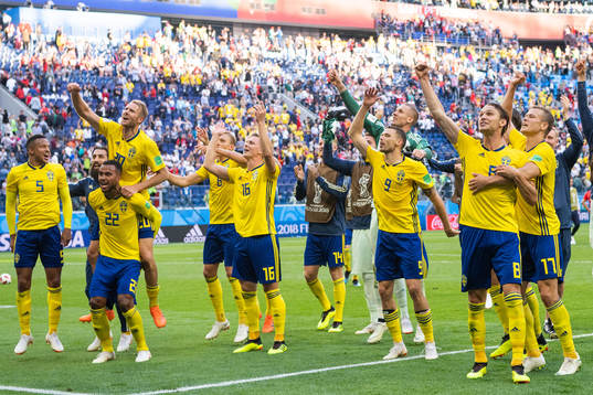 The players of Sweden celebrate
