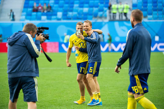 Viktor Claesson and Ludwig Augustinsson of Sweden takes a