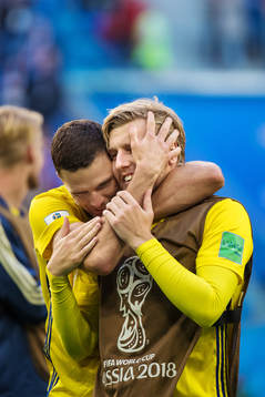 Marcus Berg and Emil Forsberg of Sweden celebrates