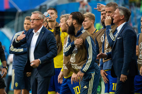 head coach Janne Andersson of Sweden reacts