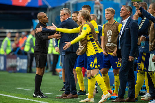 Emil Forsberg of Sweden reacts