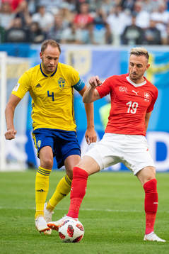 Josip Drmic of Switzerland and Andreas Granqvist of Sweden