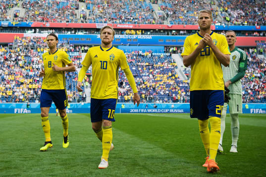 Albin Ekdal, Emil Forsberg, Ola Toivonen and goalkeeper