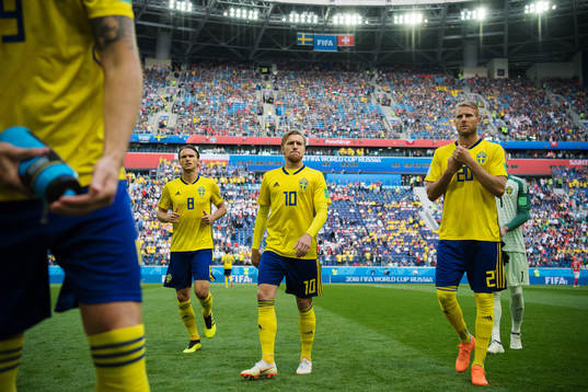 Albin Ekdal, Emil Forsberg and Ola Toivonen of Sweden