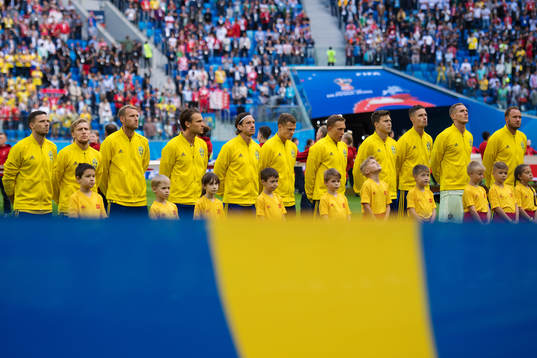The starting eleven of Sweden, from left to right; Marcus
