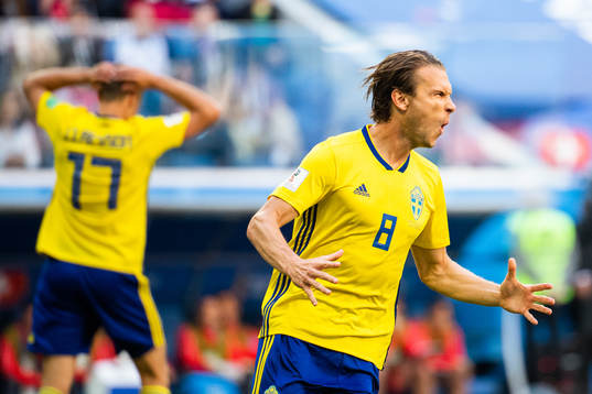 Albin Ekdal of Sweden looks dejected