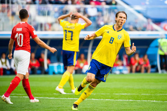 Albin Ekdal of Sweden looks dejected