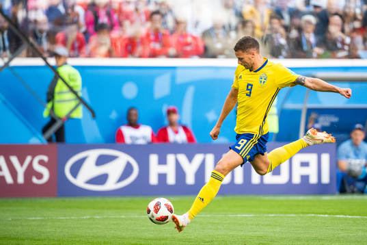 Marcus Berg of Sweden with a chance to score