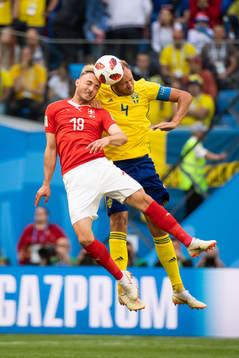 Josip Drmic of Switzerland and Andreas Granqvist of Sweden