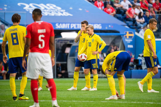 Emil Forsberg of Sweden prepares to shoot a free kick