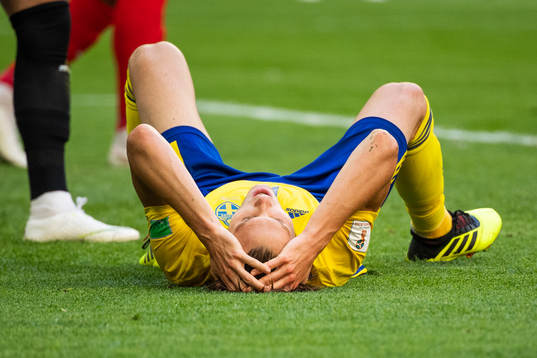 Albin Ekdal of Sweden looks dejected