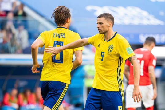 Marcus Berg and Albin Ekdal of Sweden