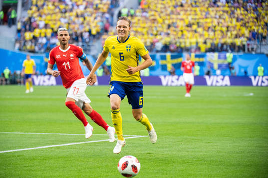 Ludwig Augustinsson of Sweden looks dejected