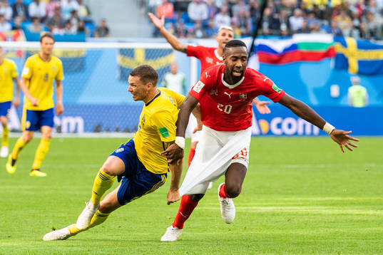 Marcus Berg of Sweden pulls