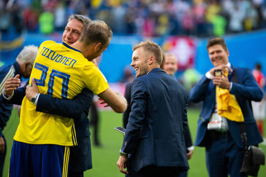 Sebastian Larsson of Sweden celebrate