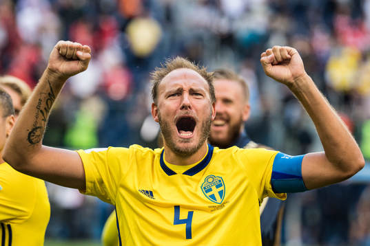 Andreas Granqvist of Sweden celebrates
