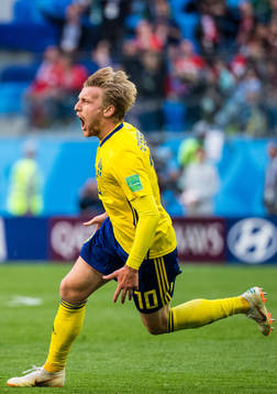 Emil Forsberg of Sweden celebrates