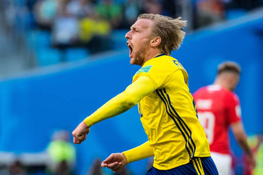Emil Forsberg of Sweden celebrates